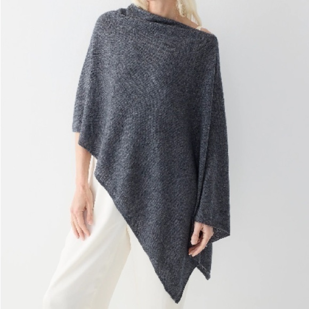 Classic Charcoal Asymmetric Knit Poncho Sweater